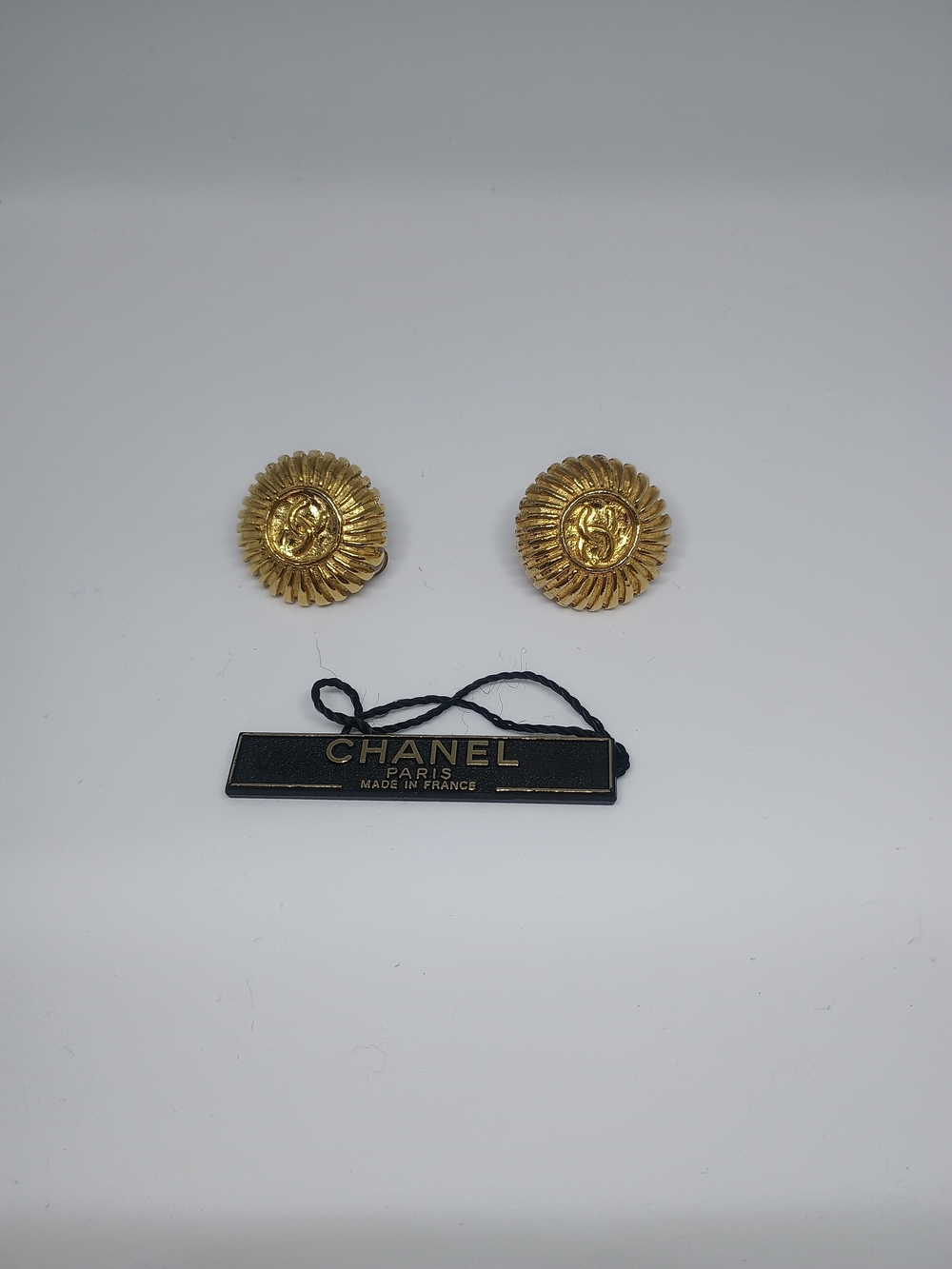 Chanel Vintage Coco Mark Gold Plated Earrings